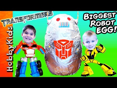Giant ROBOT Surprise Egg with Transformers Toys by HobbyKidsTV